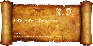 Máté Demeter névjegykártya